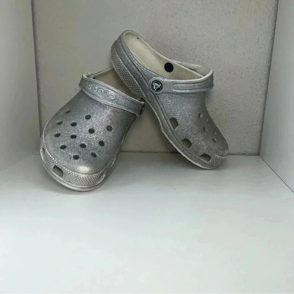 CROCS Shoes - Crocs Classic Glitter II Clog Shoe 'Silver' Size Men's 4 /Women's 6